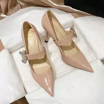 Женские брендовые пикантные туфли Мари Джейн на высоком каблуке, роскошные туфли-лодочки с кристаллами, новое весеннее платье, вечерние женские туфли на шпильке с острым носком 42