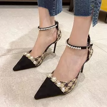 Женские брендовые сексуальные туфли на высоком каблуке, модные вечерние туфли на шпильке, сандалии с острым носком, весенне-летние дизайнерские женские туфли-лодочки 34