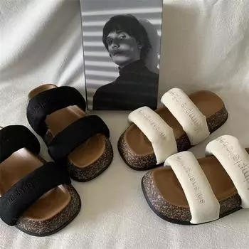 Женские брендовые тапочки, летние шлепанцы, повседневная обувь с открытым носком на плоской подошве, сандалии для отдыха, женские пляжные шлепанцы, пляжные тапочки для отдыха на открытом воздухе 35 бежевый