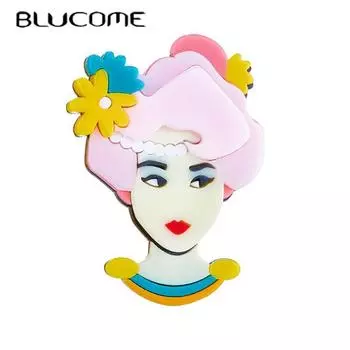 Женские броши Blucome, женские стильные бейджи из акрилового материала, новые тенденции, очаровательные вечерние, рождественские подарки, булавки, аксессуары, ювелирные изделия розовый
