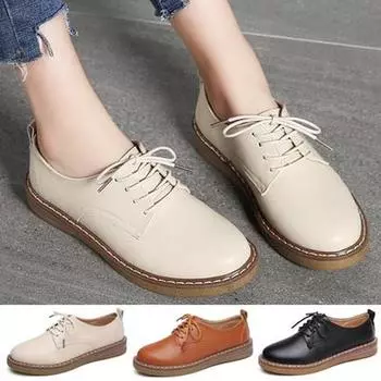 Женские брожи, кожаные повседневные туфли-оксфорды, повседневные туфли на плоской подошве со шнуровкой, размер 34–41