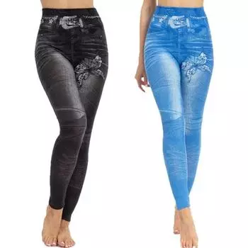 Женские брюки, эластичные брюки с принтом бабочки, облегающие узкие брюки с высокой талией, мягкие дышащие брюки для бега, тренажерного зала, йоги, брюки-карандаш M чёрный