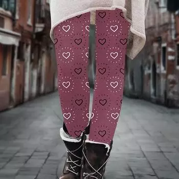 Женские брюки, эластичные мягкие хлопковые леггинсы с принтом, повседневные домашние пижамы L темно-фиолетового