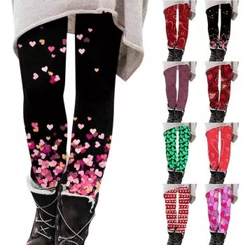 Женские брюки, эластичные мягкие хлопковые леггинсы с принтом, повседневные домашние пижамы L чёрный