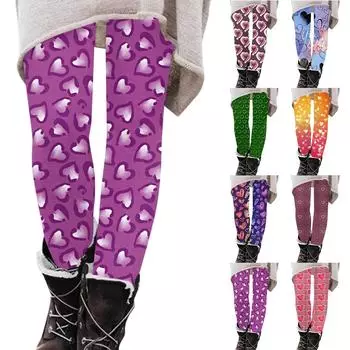 Женские брюки, эластичные мягкие хлопковые леггинсы с принтом, повседневные домашние пижамы L темно-фиолетового