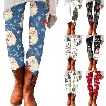 Женские брюки, эластичные мягкие хлопковые леггинсы с принтом, повседневные домашние пижамы L чёрный