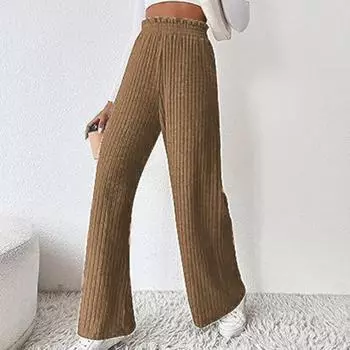 Женские брюки, эластичные, с высокой талией, прямые, широкие, повседневные брюки, однотонные, в спортивном стиле, длинные брюки, повседневная одежда 2XL армия зеленый