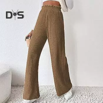 Женские брюки, эластичные, с высокой талией, прямые, широкие, повседневные брюки, однотонные, в спортивном стиле, длинные брюки, повседневная одежда 2XL армия зеленый