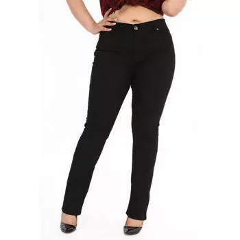 Женские брюки больших размеров Fierte Rg1029Pb Холст, высокая талия, прямые ноги, большие размеры, застежка-молния, хлопок, 5 карманов, гибкий, хаки, коричневый, черный, кремовый