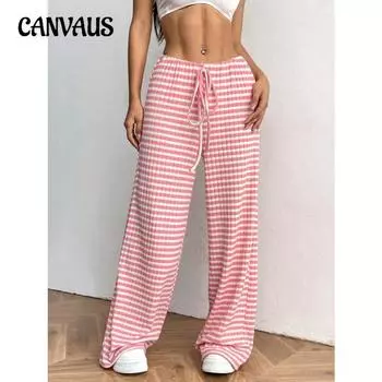 Женские брюки больших размеров, повседневные, полосатые, однотонные, эластичные, с завязками на шнурке, прямые брюки S светло-серый