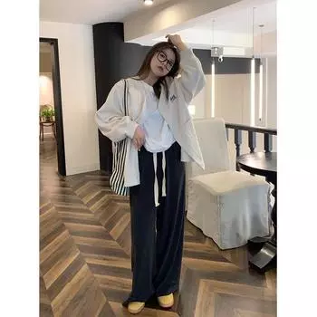 Женские брюки больших размеров с высокой талией и эластичной драпировкой - однотонные узкие прямые брюки 3XL темно-серого