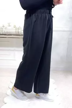 Женские брюки больших размеров, широкие хлопковые брюки Airobin - черные