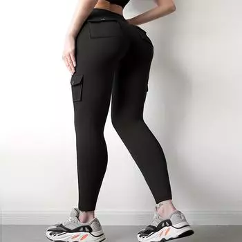 Женские брюки больших размеров Temperament Commuter Wind с большими карманами, черные узкие брюки Slim Slim S чёрный