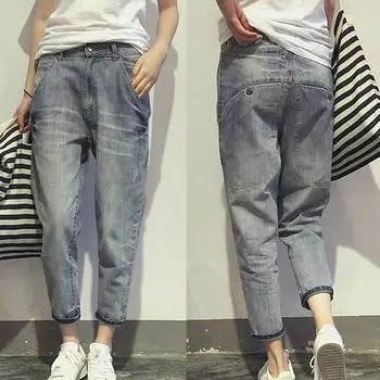 Женские брюки большого размера, эластичные джинсы, свободные полуэластичные брюки XXXXL
