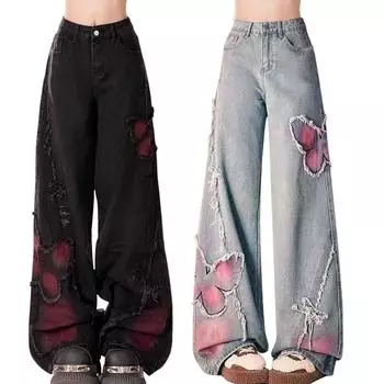 Женские брюки большого размера, эластичные джинсы, свободные полуэластичные брюки XXXL