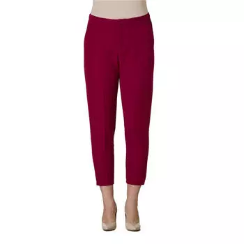 Женские брюки большого размера Fierte Rg1371 Ткань с высокой эластичной талией Узкие карманы на ногах Застежка-молния Бордовый Красный Кремовый Хаки Черный Белый Темно-синий