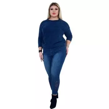Женские брюки большого размера Fierte Rg1474 Jean High Waist Slim Leg