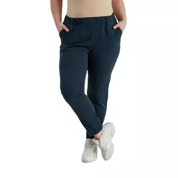 Женские брюки большого размера Fierte Rg1550, нормальная эластичная талия, поросенок, ткань, спортивная ткань с карманами, кремовый, темно-синий, пудра