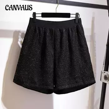 Женские брюки большого размера, новые, яркие, шелковые, повседневные, утягивающие, широкие шорты 2XL чёрный