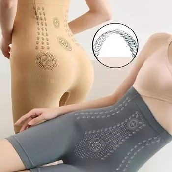 Женские брюки большого размера с плоской подошвой и высокой талией после родов, подтягивающие живот, нижнее белье для подтягивания ягодиц и моделирования талии, без завивки M бежевый