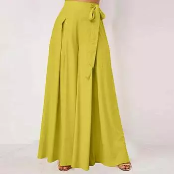 Женские брюки большого размера с поясом, однотонные, повседневные, с высокой талией, широкие, эластичные, весна-лето и осень 3XL чёрный