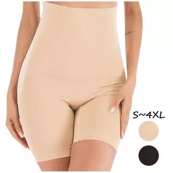Женские брюки-боксеры с высокой талией и сотами, послеродовые удлиненные трусы-боксеры, корректирующие фигуру, защитное нижнее белье для тела L чёрный