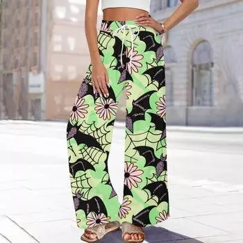 Женские брюки Брюки с широкими штанинами с карманами Повседневные брюки С принтом Эластичная талия Спортивные штаны XXL