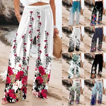 Женские брюки «девять», повседневные свободные хлопковые льняные брюки с высокой талией, широкие брюки с карманами, пляжные шорты, женские брюки «девять» L чёрный