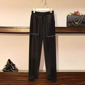 Женские брюки, длинные брюки с эластичной резинкой на талии, повседневные свободные женские спортивные штаны больших размеров, однотонные летние укороченные брюки
