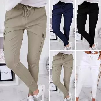 Женские брюки длиной из хлопка с высокой талией, однотонные брюки, женские брюки XXL бежевый