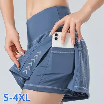 Женские брюки для бега, фитнеса, йоги, искусственные двойные противолегкие спортивные шорты, удобные дышащие юбки со свободными карманами, брюки S розовый