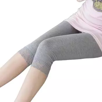 Женские брюки для йоги с кружевной отделкой, однотонные, с высокой талией, укороченные, эластичные, дышащие леггинсы, спортивные фитнес-леггинсы для тренажерного зала M серый