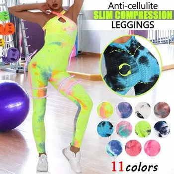 Женские брюки для йоги с сиамской вышивкой Tie-Dye Bubble, узкие брюки для йоги с чернилами на бедрах XL синий