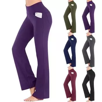 Женские брюки для йоги с высокой талией, спортивные широкие леггинсы, расклешенные брюки 3XL чёрный