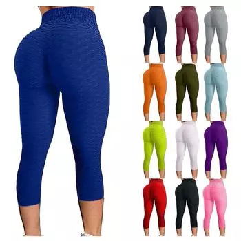 Женские брюки для йоги с высокой талией и подтяжкой бедер для фитнеса, бега и бега L чёрный