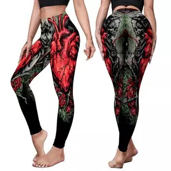 Женские брюки для йоги с высокой талией и принтом, плотно облегающие бедра, поднимающие бедра L чёрный