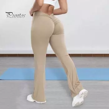 Женские брюки для йоги с высокой талией и рюшами для фитнеса, однотонные брюки с широкими штанинами для фитнеса, уличная одежда S серый