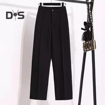 Женские брюки для костюма, эластичные, с высокой талией, на пуговицах, с застежкой-молнией, длинные брюки, однотонные, прямые, широкие, для офиса, женские брюки для рабочего костюма M коричневый