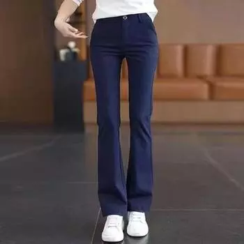 Женские брюки для офиса с высокой талией, застежкой-молнией и карманами, однотонные облегающие брюки прямого покроя XL хаки