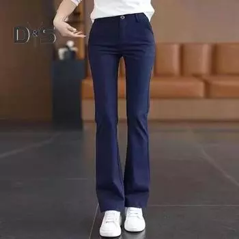 Женские брюки для офиса с высокой талией, застежкой-молнией и карманами, однотонные облегающие брюки прямого покроя XL хаки