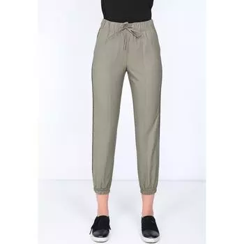 Женские брюки-джоггеры цвета хаки с полосками по бокам