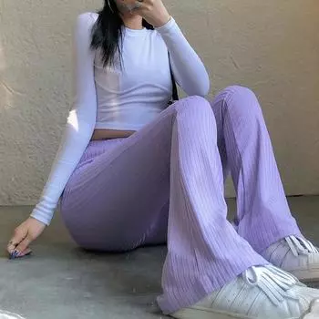 Женские брюки E Girl, эстетичная модная уличная одежда, женская одежда, тонкие, с высокой талией, сексуальные расклешенные колготки S зелёный