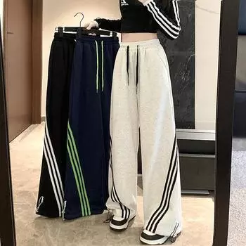 Женские брюки-гарды с тремя штифтами в стиле ретро, для ранней весны, в уличном стиле, для спорта, свободные, универсальные, повседневные брюки S