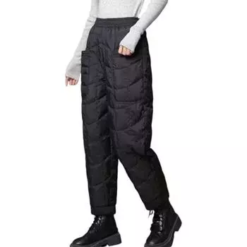 Женские брюки гаремы эластичные с высокой талией легкие пуховые брюки с большими карманами толстые теплые стеганые брюки M