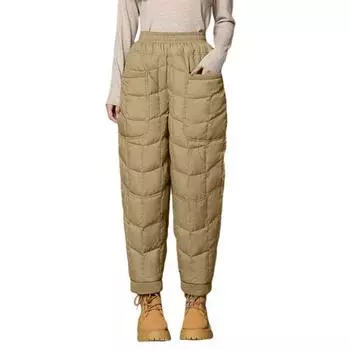 Женские брюки гаремы Эластичные с высокой талией Легкие пуховые брюки с большими карманами Толстые M