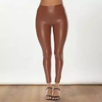 Женские брюки из искусственной кожи, облегающие, с высокой талией, длинные брюки M синий