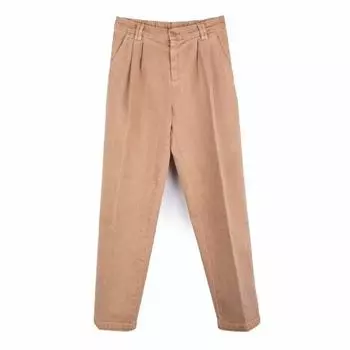 Женские брюки из парусины со складками HAPPY 23 бежевый