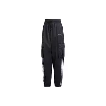 Женские брюки-карго Adidas Originals с трилистником, тремя полосками и шнурком, черные IR9796 S