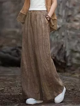 Женские брюки-карго из хлопка с эластичной талией, широкие брюки, женские винтажные брюки 2023 года One Size синий