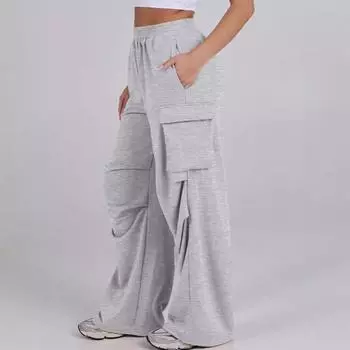 Женские брюки-карго с эластичной талией, средней посадки, прямые, широкие, спортивные брюки с разноцветным принтом S чёрный